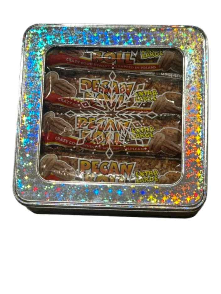 8ct Lg Pecan Logs Christmas Gift Tin